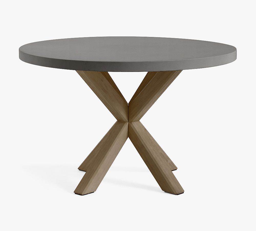 Abbott 48" Concrete & Acacia Round Outdoor Dining Table