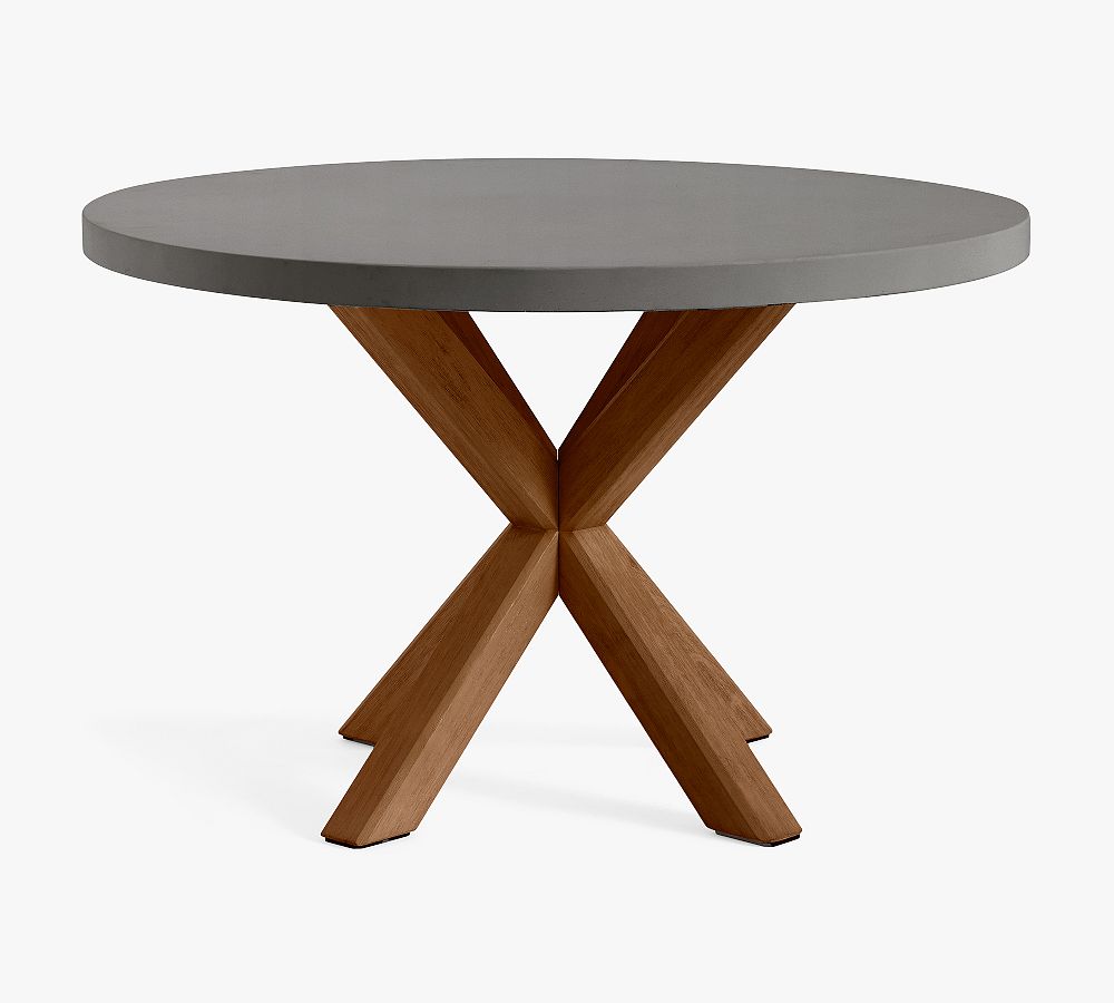 Abbott 48" Concrete & Acacia Round Outdoor Dining Table