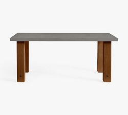 Abbott Concrete &amp; Acacia Petite Chunky Leg Outdoor Dining Table (72&quot;)
