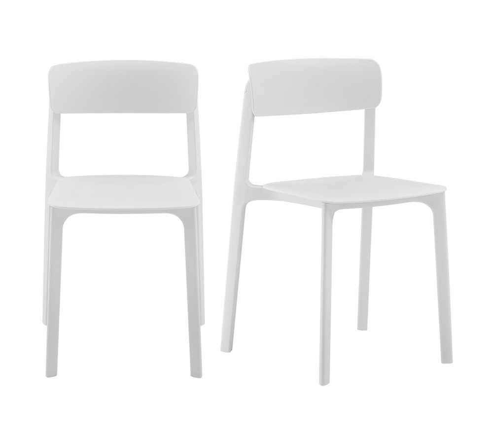 White Polypropylene Stackable Outdoor Side Chairs - Set of 2
