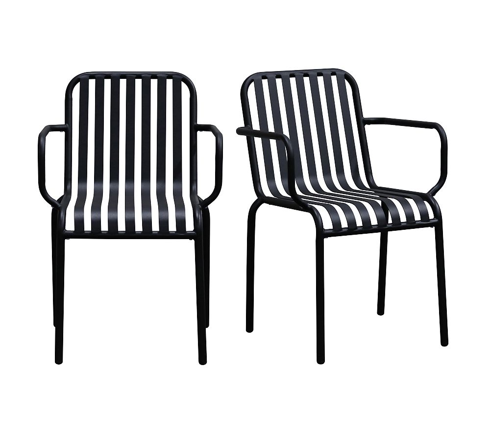 Kaylin Black Metal Stackable Outdoor Armchairs - Set of 2