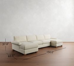PB Comfort Modern Roll Arm Double Chaise Sectional (135&quot;-170&quot;)
