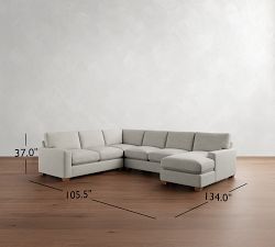 PB Comfort Modern Square Arm L-Shaped Chaise Sectional (134&quot;)