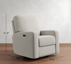 PB Comfort Modern Square Arm Manual &amp; Power Swivel Glider Recliner