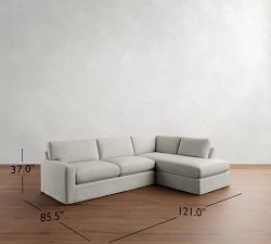 PB Comfort Modern Square Arm Slipcovered Return Bumper Sectional (121&quot;)