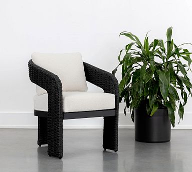 Arden Rattan Outdoor Dining Armchair | Pottery Barn