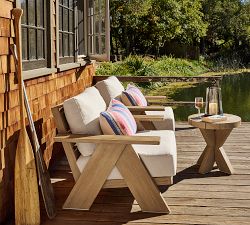 Topsail Woven Striped Lumbar Outdoor Pillow
