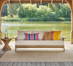 Topsail Woven Striped Lumbar Outdoor Pillow