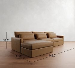Westwood Fin Arm Deep Seat Leather Modular Chaise Sectional