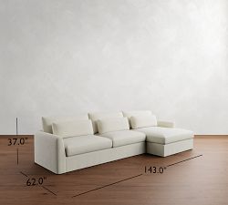 Westwood Fin Arm Deep Seat Slipcovered Chaise Sectional (130&quot;-148&quot;)