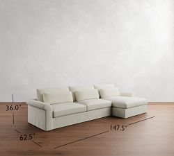 Westwood Roll Arm Deep Seat Slipcovered Chaise Sectional (136&quot;-154&quot;)