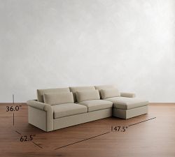 Westwood Roll Arm Deep Seat Chaise Sectional (136&quot;-154&quot;)