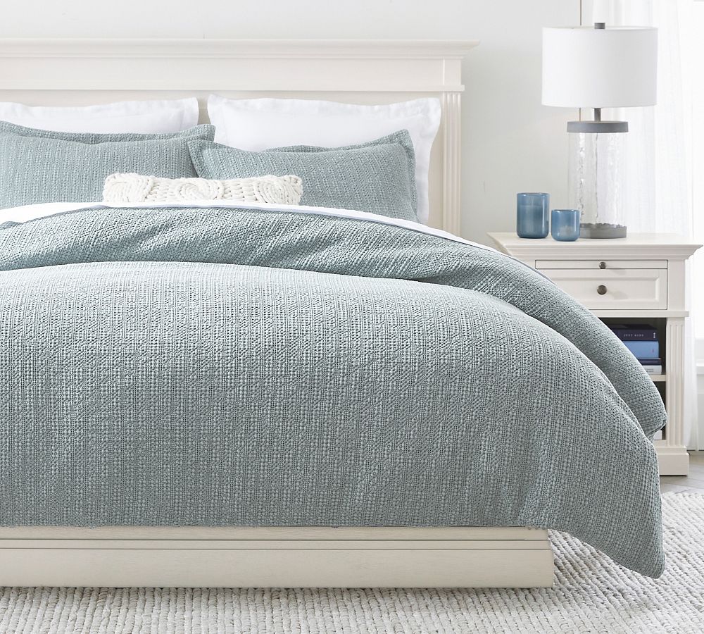 Honeycomb Cotton Duvet Cover, King/Cal. King, Light Chambray