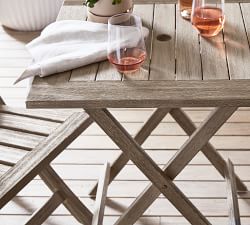 Indio Eucalyptus Patio Folding Bistro Table + Folding Chair Dining Set