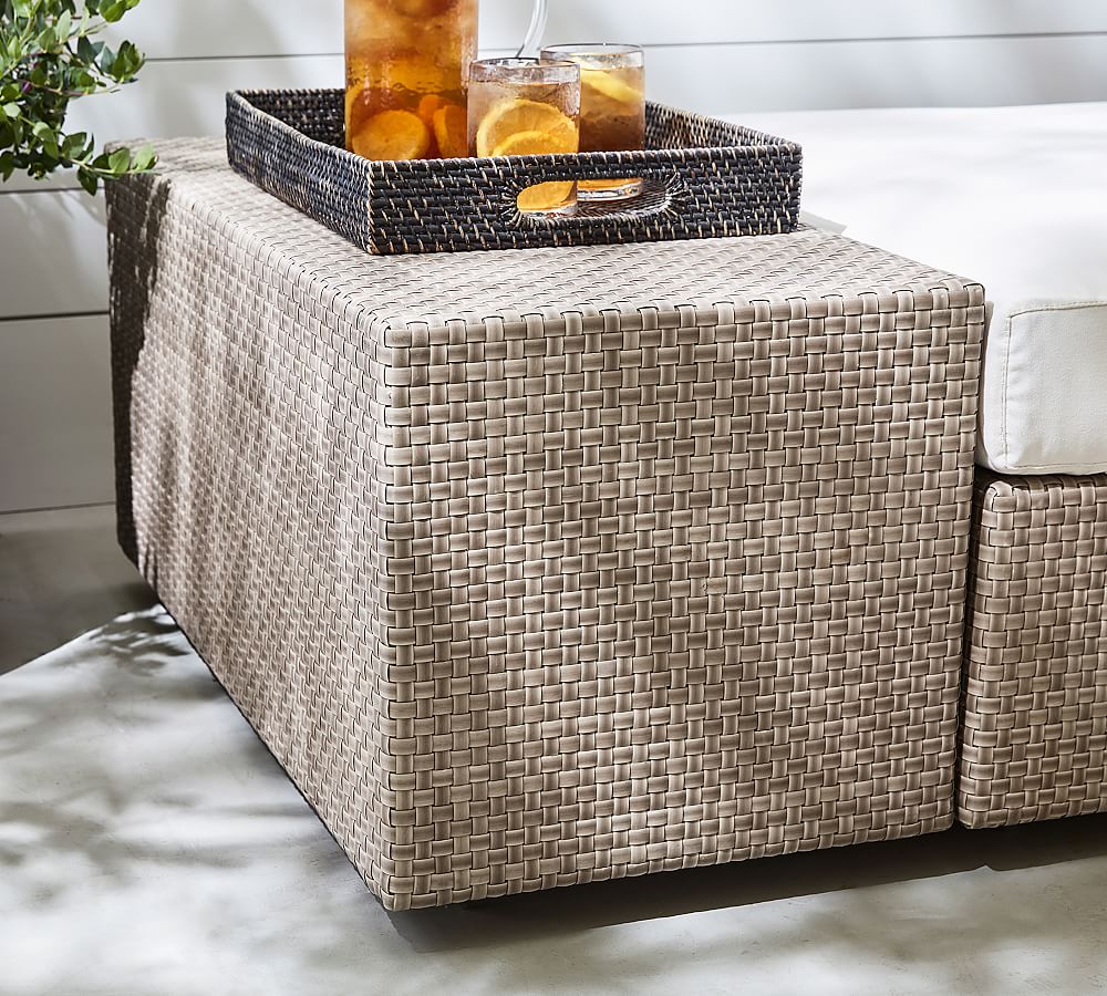 Open Box: Belvedere All-Weather Wicker Rectangular Side Table