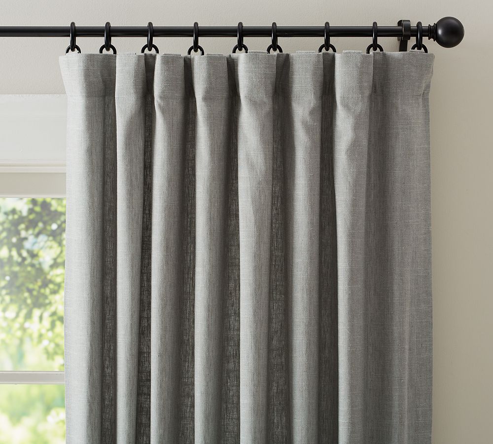 Open Box: Custom Emery Linen Blackout Curtain, 138"W x 100"L - Flagstone