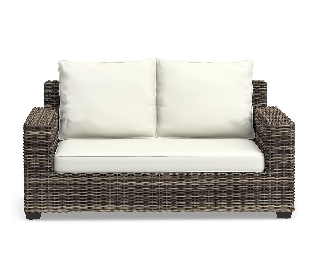 Torrey Cushion Cover Square Arm Outdoor Loveseat, High Performance Canvas; White