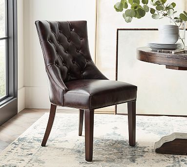 Pottery barn leather dining chairs discount