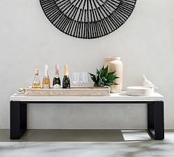 Malibu Metal &amp; Concrete Narrow Outdoor Coffee Table (65&quot;)