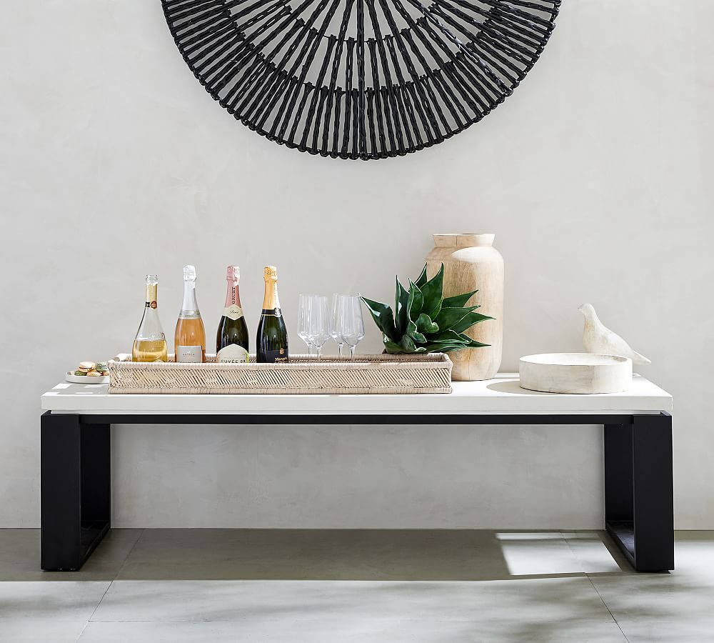 Malibu Metal &amp; Concrete Narrow Outdoor Coffee Table (65&quot;)