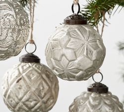 Mercury Glass Adorned Ornament Set - Silver