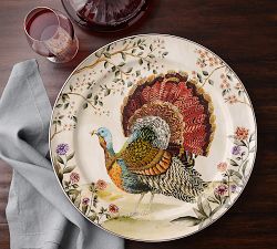 Botanical Harvest Turkey Stoneware Dinner Plates - Set of 4