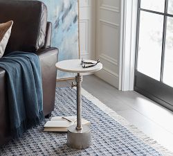 Melvin Round Marble Adjustable Accent Table (12&quot;)