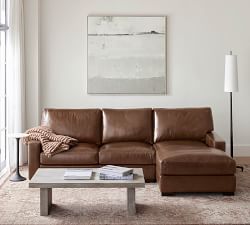 Turner Square Arm Leather Chaise Sectional (105&quot;&ndash;129&quot;)