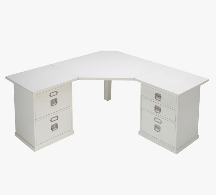 Bedford 6 Drawer Corner Desk Antique White Pottery Barn