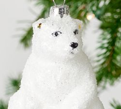 Caviar Beaded Glass Polar Bear Ornament