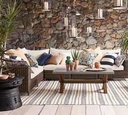 Abbott Concrete &amp; Acacia Rectangular Outdoor Coffee Table (50&quot;-62&quot;)