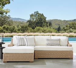 Huntington Wicker 2-Piece Loveseat Double Chaise Slope Arm Outdoor Sectional