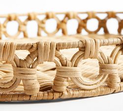Monique Lhuillier Antibes Handwoven Wicker Handled Serve Tray