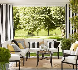 Sunbrella&#0174; Awning Striped Grommet Outdoor Curtain