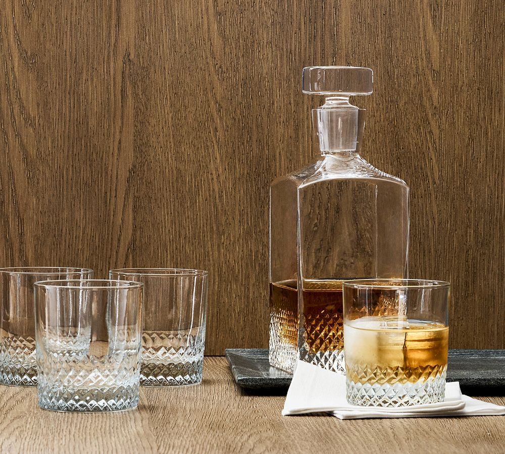 Diamond Cut Decanter And Glasses