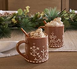 Gingerbread Stoneware Mugs - Set of 2