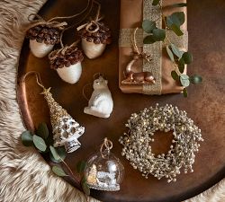 White Glitter Mercury Glass Tree Ornament