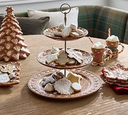 Gingerbread Stoneware Tiered Stand