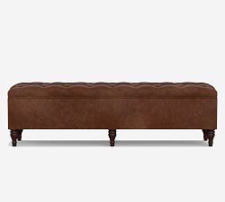 Open Box: Lorraine Tufted Leather King Storage Bench