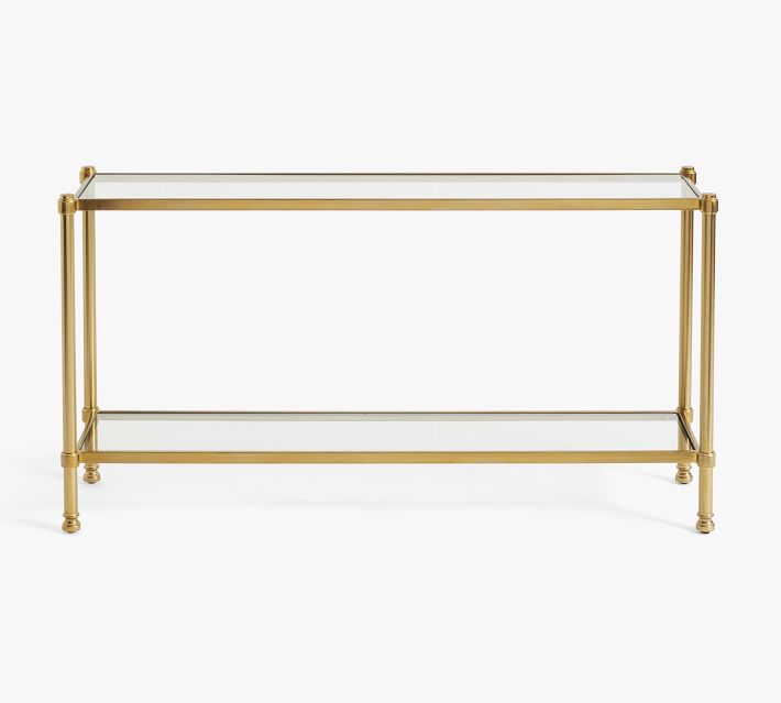 Everson Glass Console Table Antique Brass Pottery Barn