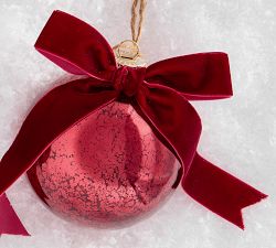 Mercury Glass Ball Ornaments with Bows - Set of 4