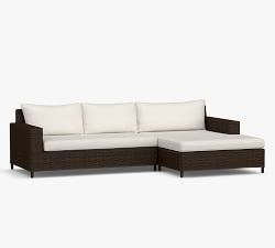 Torrey Wicker 2-Piece Square Arm Double Chaise Loveseat Outdoor Sectional (112&quot;)