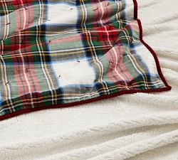 Stewart Plaid Cotton Sherpa Blanket