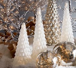 Lit Beaded Glass Trees