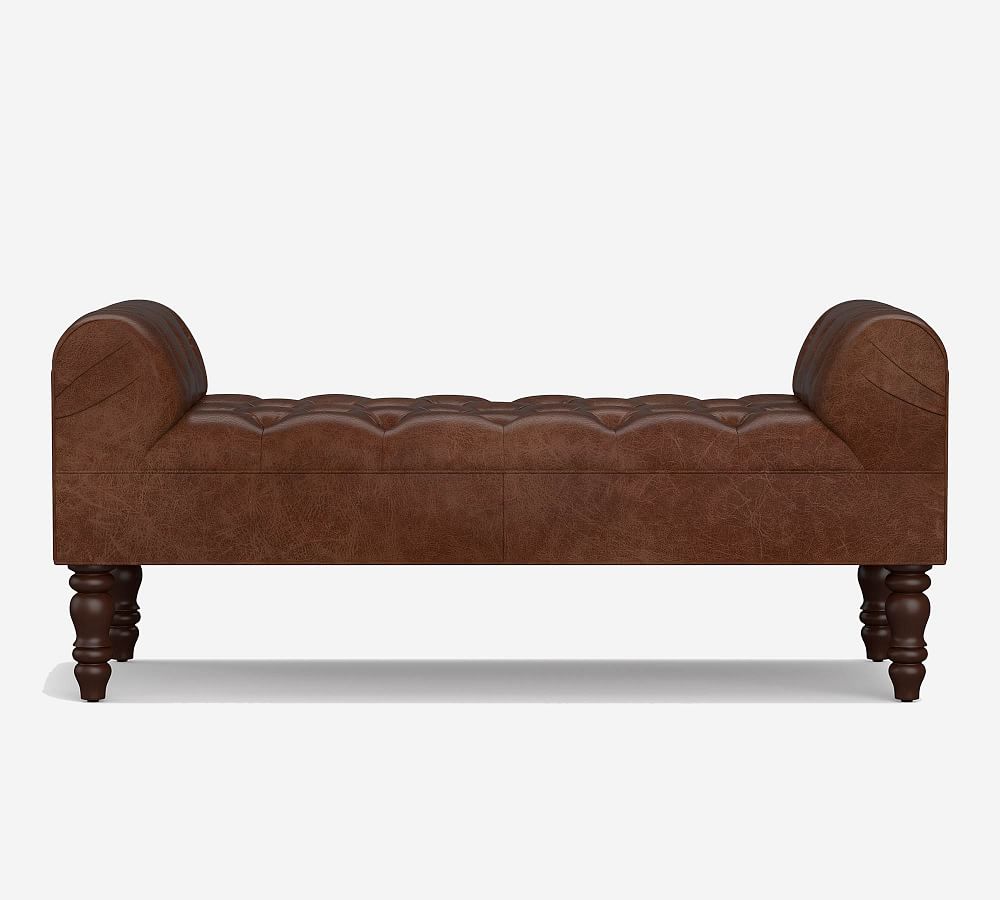 Lorraine Tufted Leather Bench (55.5&quot;)