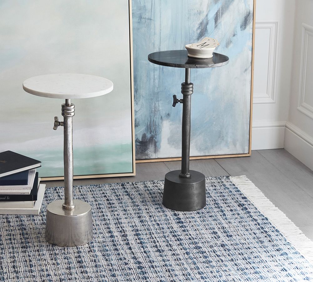 Melvin Round Marble Adjustable Accent Table (12&quot;)