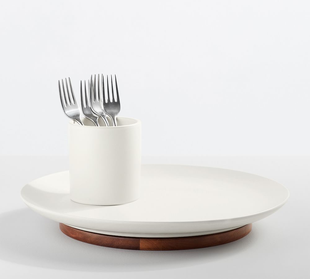 Mason Stoneware &amp; Wood Lazy Susan