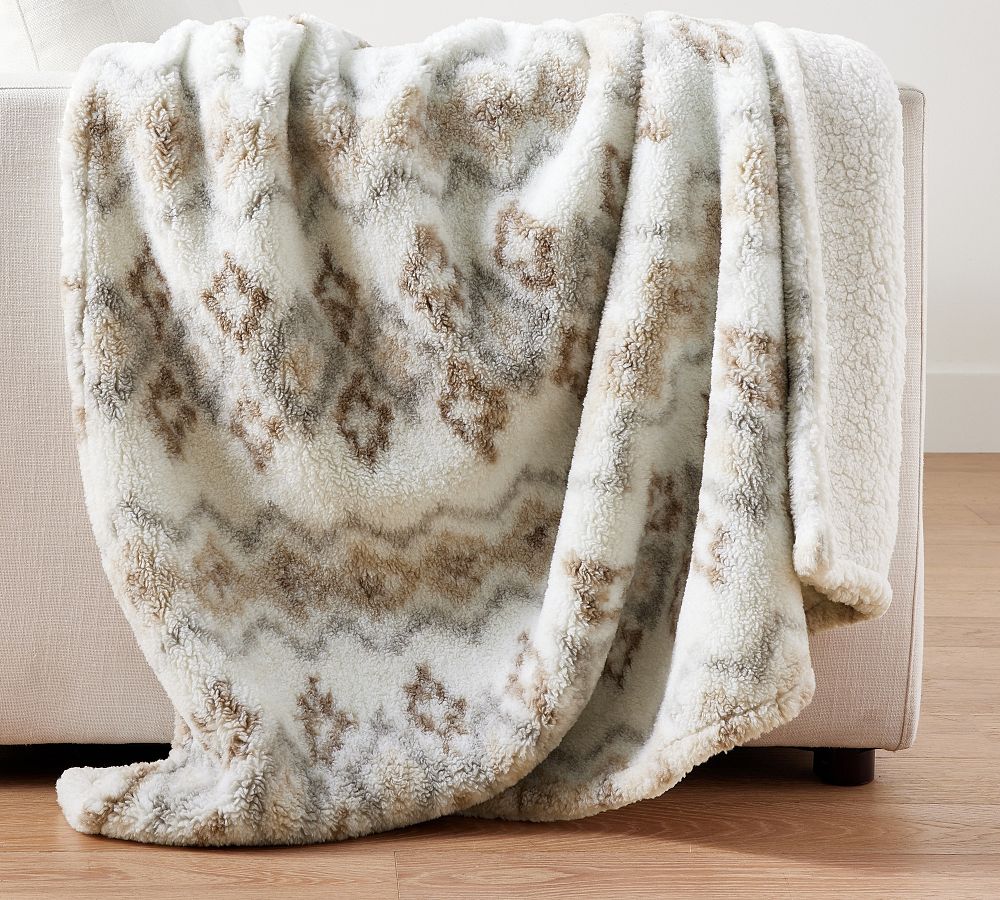 Wallen Cozy Teddy Printed Faux Fur Throw