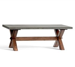 Abbott Concrete &amp; Acacia Rectangular Outdoor Coffee Table (50&quot;-62&quot;)