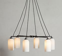 Claremont Milk Glass Cylinder Round Chandelier (36&quot;)